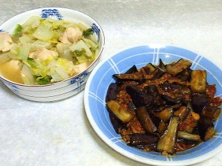 160531_3956白菜と鶏むね肉のコーンクリーム煮・茄子の肉味噌炒めVGA