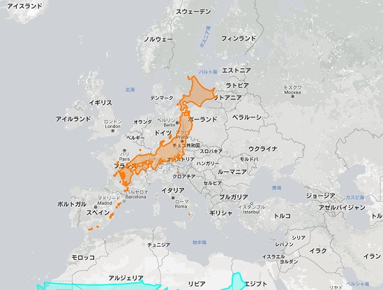 日本　ヨーロッパ　地図