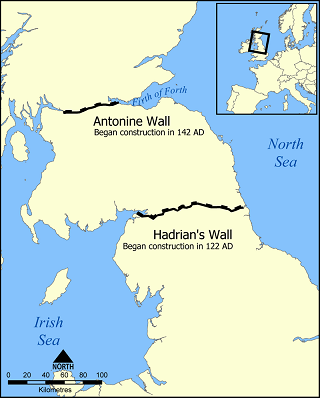 アントニヌスの長城とハドリアヌスの長城の位置