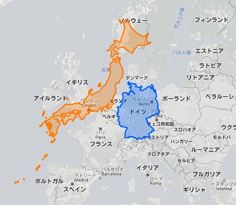 日本　ドイツ　地図 2