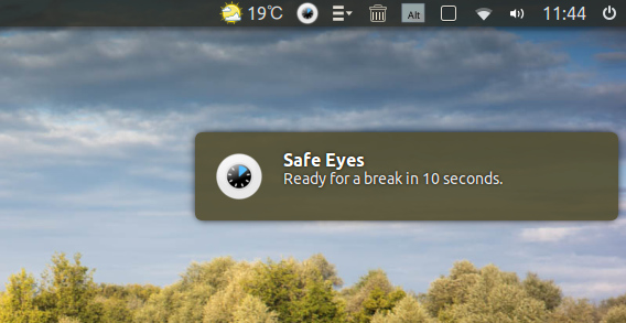 Safe Eyes Ubuntu タイマー 疲れ目 開始通知