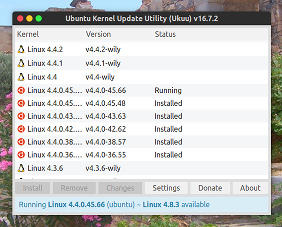 Ubuntu Kernel Update Utility (Ukuu) カーネル バージョン