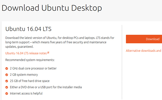 Ubuntu 16.04 ダウンロード