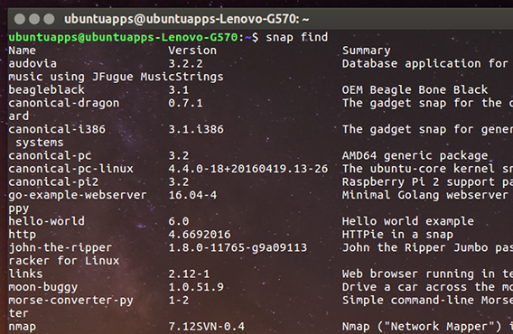 Ubuntu 16.04 Snapパッケージ snapコマンド 検索